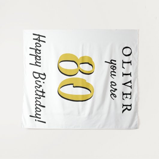 Tenture Fond simple de fête d'anniversaire 80 ans (Devant (Horizontal))