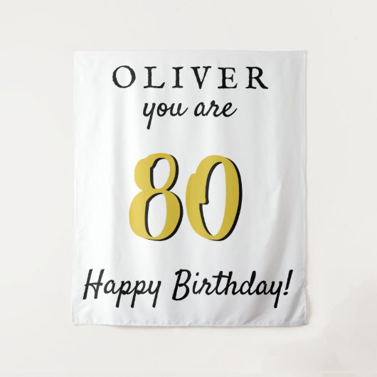 Tenture Fond simple de fête d'anniversaire 80 ans (Devant)