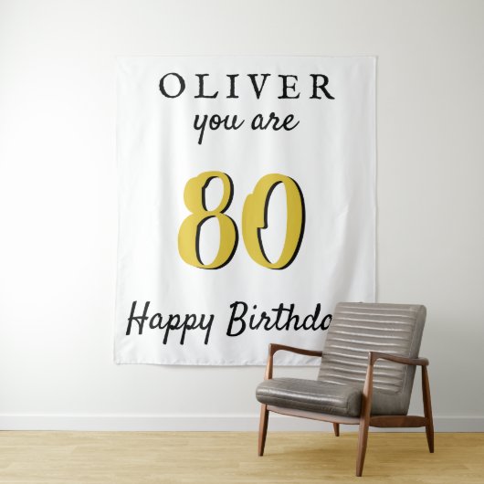 Tenture Fond simple pour fête d'anniversaire 80 ans (En situation)