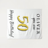 Tenture Fond simple pour fête d'anniversaire de 50 ans (Devant (Horizontal))