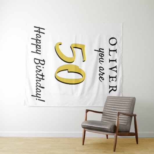 Tenture Fond simple pour fête d'anniversaire de 50 ans (En situation (horizontale))