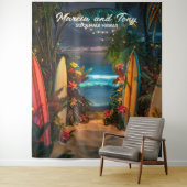 Tenture Fond suspendu de planches de surf et de plage  (En situation)