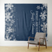 Tenture Fond Sweet 16 Argent Navy Flocons de Neige d'Hiver (En situation (horizontale))