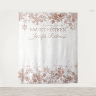 Tenture Fond Sweet 16 Rose Gold Flocons de Neige Hiver