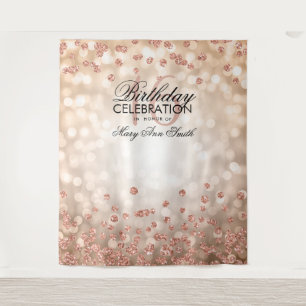 Tenture Fond Sweet 16 Rose Gold Lumières Confettis