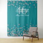 Tenture Fond Sweet 16 Turquoise Argent Paillettes Confetti (En situation)