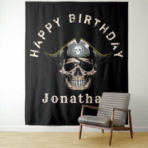 Tenture Fond toile de pirate noir Crâne Capitaine Jack