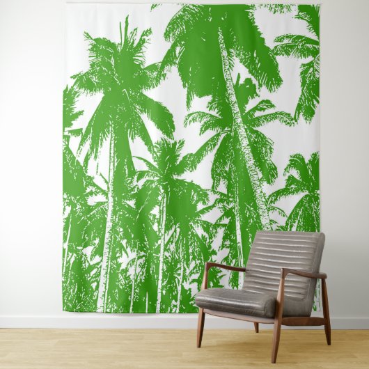 Tenture Fond tropical. Effet de posterisation vert (En situation)