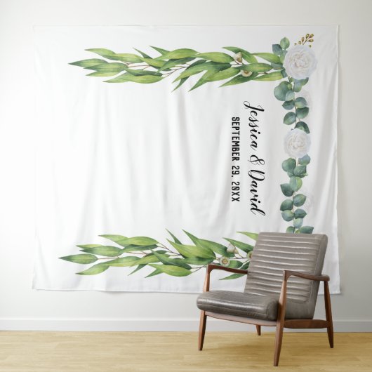 Tenture Fonds de mariage à arche de verdure botanique (En situation (horizontale))