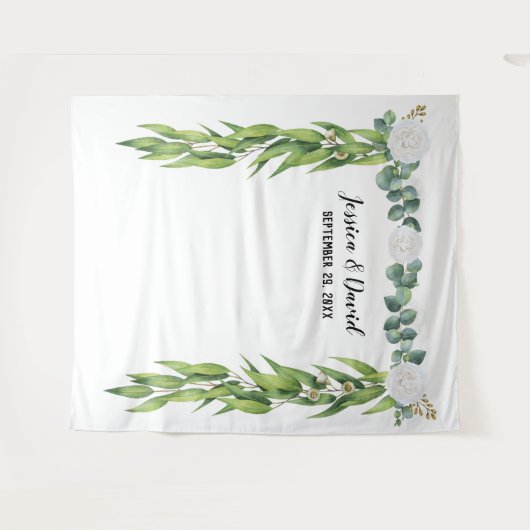 Tenture Fonds de mariage à arche de verdure botanique (Devant (Horizontal))