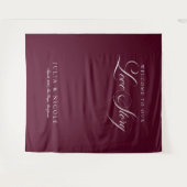 Tenture Fonds de mariage à calligraphie burgundy classique (Devant (Horizontal))