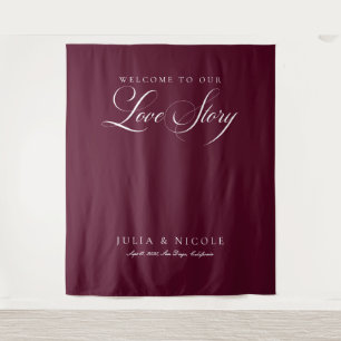 Tenture Fonds de mariage à calligraphie burgundy classique