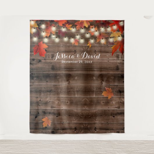 Tenture Fonds de mariage automnal rustique avec feuilles e (Devant)