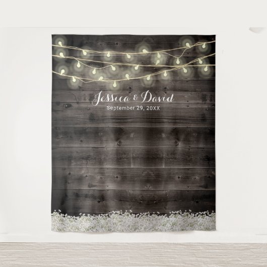 Tenture Fonds de mariage de grange de fleurs de Gypsophile (Devant)