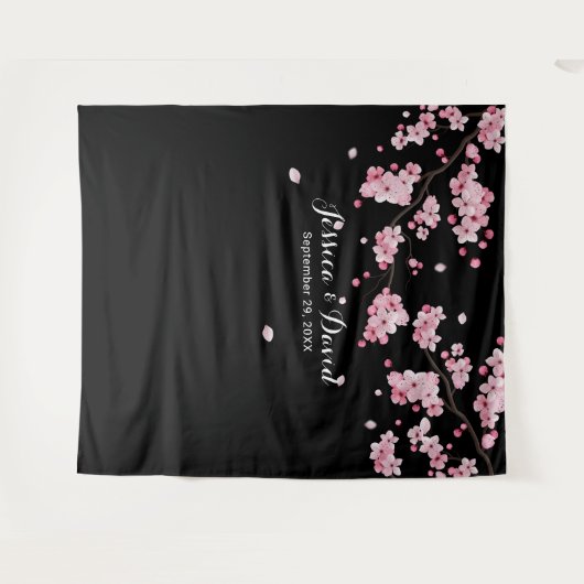 Tenture Fonds de mariage floraux élégants à fleurs de ceri (Devant (Horizontal))