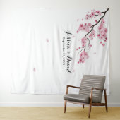 Tenture Fonds de mariage floraux rose cerisier (En situation (horizontale))