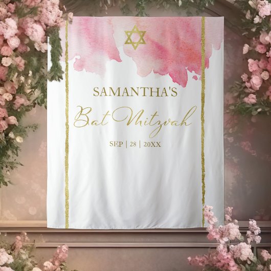 Tenture Fonds de toile aquarelle pour Bat Mitzvah | Abstra
