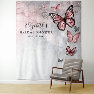 Tenture Fonds de toile de fond de papillon rose argenté