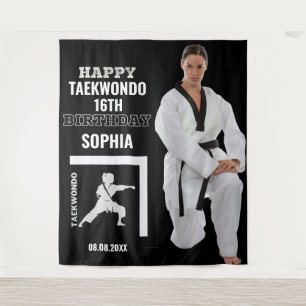 Tenture Fonds pour anniversaire de taekwondo, joueuse fill