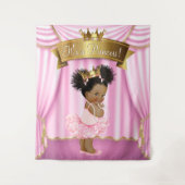 Tenture Fonds pour Baby Shower de Princesse Afro-Américain (Devant)