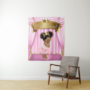 Tenture Fonds pour Baby Shower de Princesse Afro-Américain