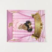 Tenture Fonds pour Baby Shower de Princesse Afro-Américain (Devant (Horizontal))