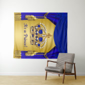 Tenture Fonds pour Baby Shower Prince Couronne (En situation (horizontale))