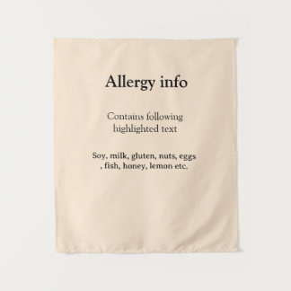 Tenture Food allergy alert add name text food items invita