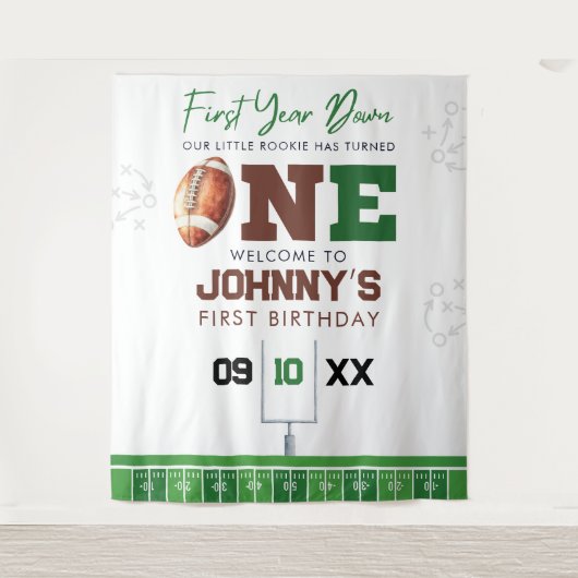 Tenture Football 1st Birthday Photo Backdrop (Devant)