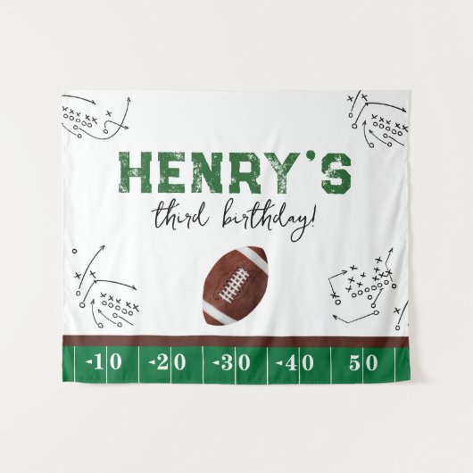 Tenture Football Birthday Fabric Arrière-plan (Devant (Horizontal))