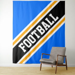 Tenture FOOTBALL Bleu clair Jaune Noir Stripes
