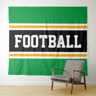 Tenture FOOTBALL Gras Vert Noir Jaune Stripes De Course