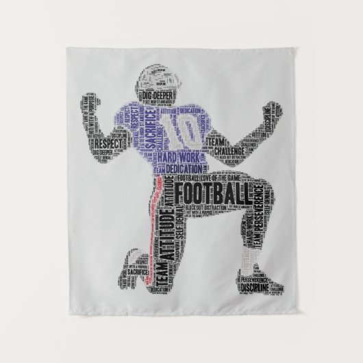 Tenture Football Player Word Art Dedication Inspiration (Devant)