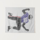 Tenture Football Player Word Art Dedication Inspiration (Devant (Horizontal))