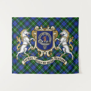 Tenture Forbes Clan Badge & Unicorns avec Tartan