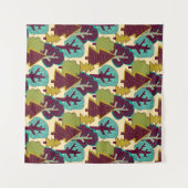 Tenture Forest color seamless pattern. Wild nature landsca (Devant (Horizontal))
