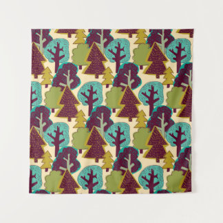 Tenture Forest color seamless pattern. Wild nature landsca