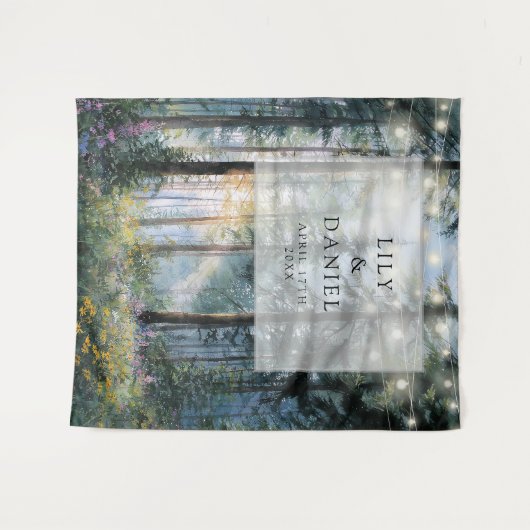 Tenture Forest String Lights Floral Wedding Photo Backdrop (Devant (Horizontal))