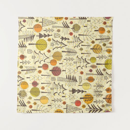 Tenture Forêt d'automne : Motif graphique transparent. (Devant (Horizontal))