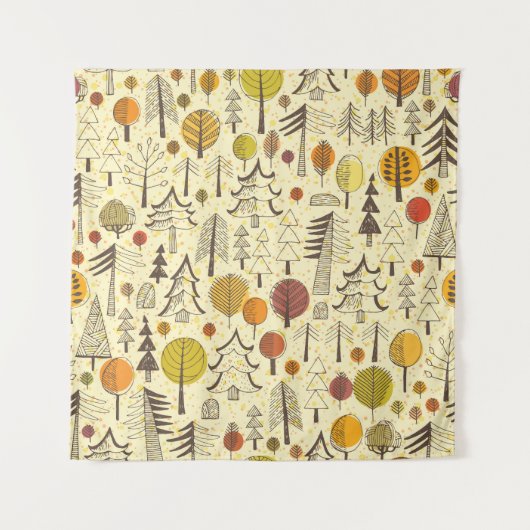 Tenture Forêt d'automne : Motif graphique transparent. (Devant)