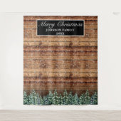 Tenture Forêt de bois neigeux Joyeux Noël Photo Arrière -  (Devant)