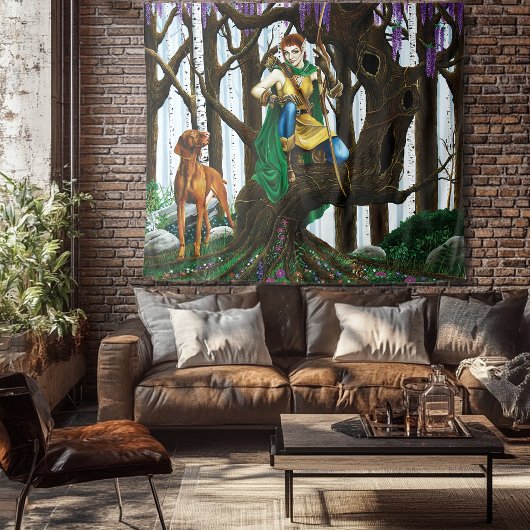 Tenture Forêt d'elfes de Chien Vizsla