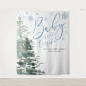 Tenture Forêt d'hiver Bébé bleu C'est froid dehors fond (Devant)