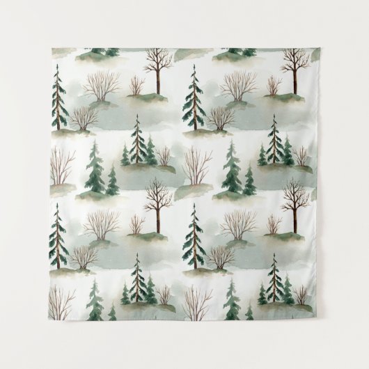 Tenture Forêt d'hiver : Flou vert à main (Devant)