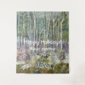 Tenture forêt d'hiver peinture aquarelle (Devant)