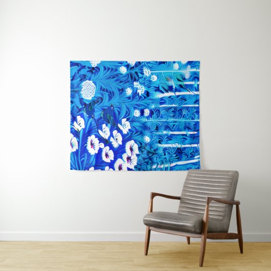 Tenture Forêt d'Imaginaires avec fleurs et oiseaux (En situation (horizontale))