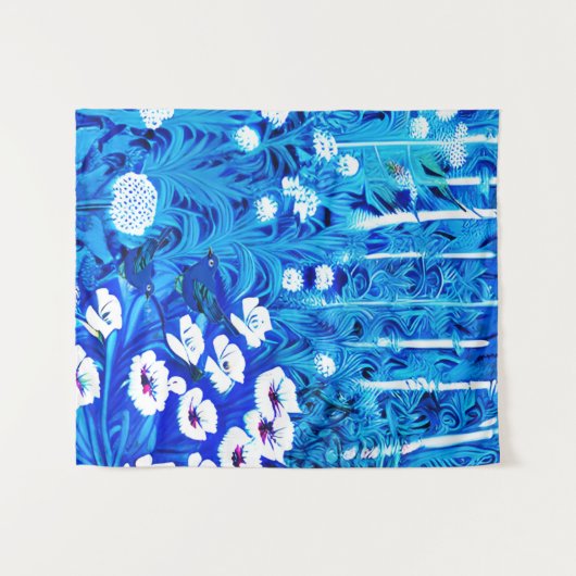 Tenture Forêt d'Imaginaires avec fleurs et oiseaux (Devant (Horizontal))