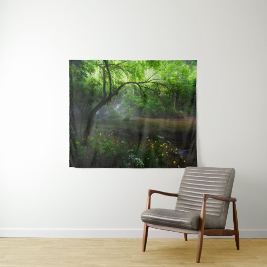 Tenture Forêt enchantée et cascade (En situation (horizontale))