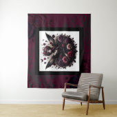 Tenture Forêt gothique foncée Fée Florale Rose Bourgogne (En situation)