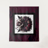 Tenture Forêt gothique foncée Fée Florale Rose Bourgogne (Devant)